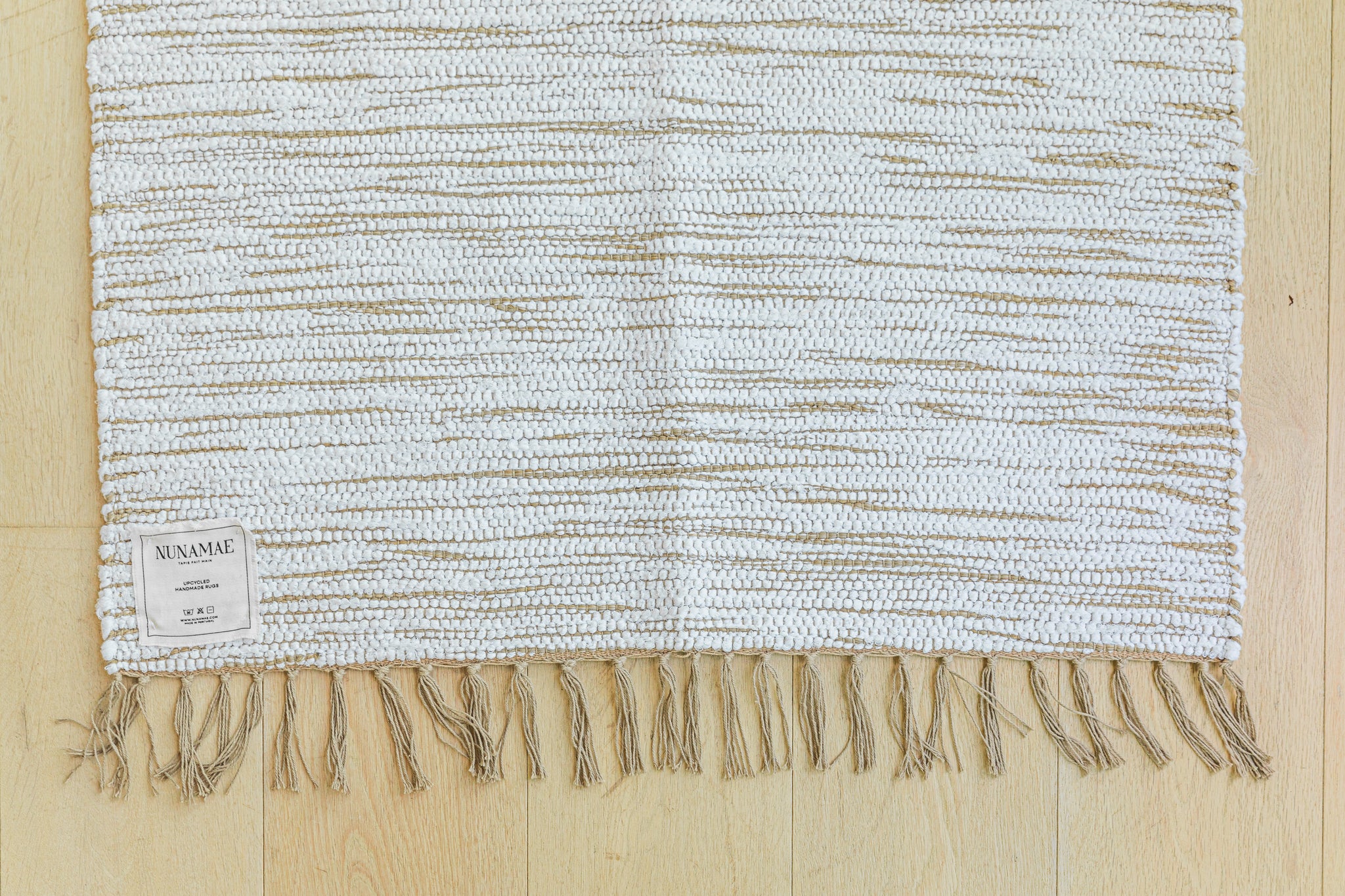 Luca recycled cotton rug - Chiné - Pure White x Beige